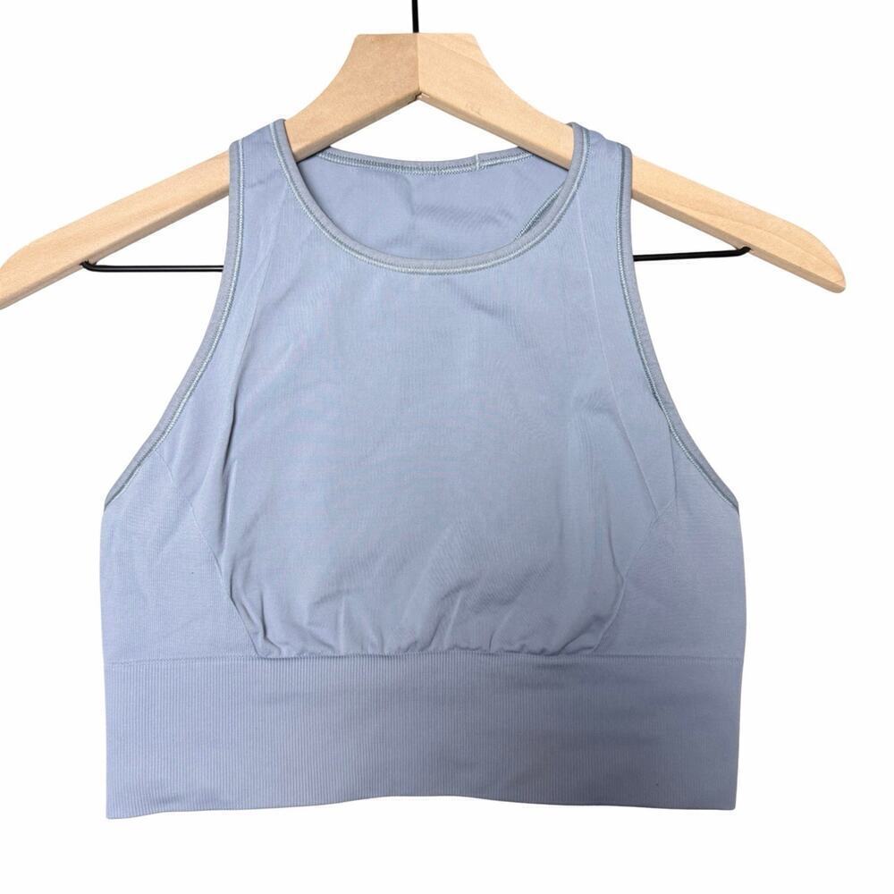 Lululemon Ebb To Train High Neck Sports Bra Chambray Blue Size 8